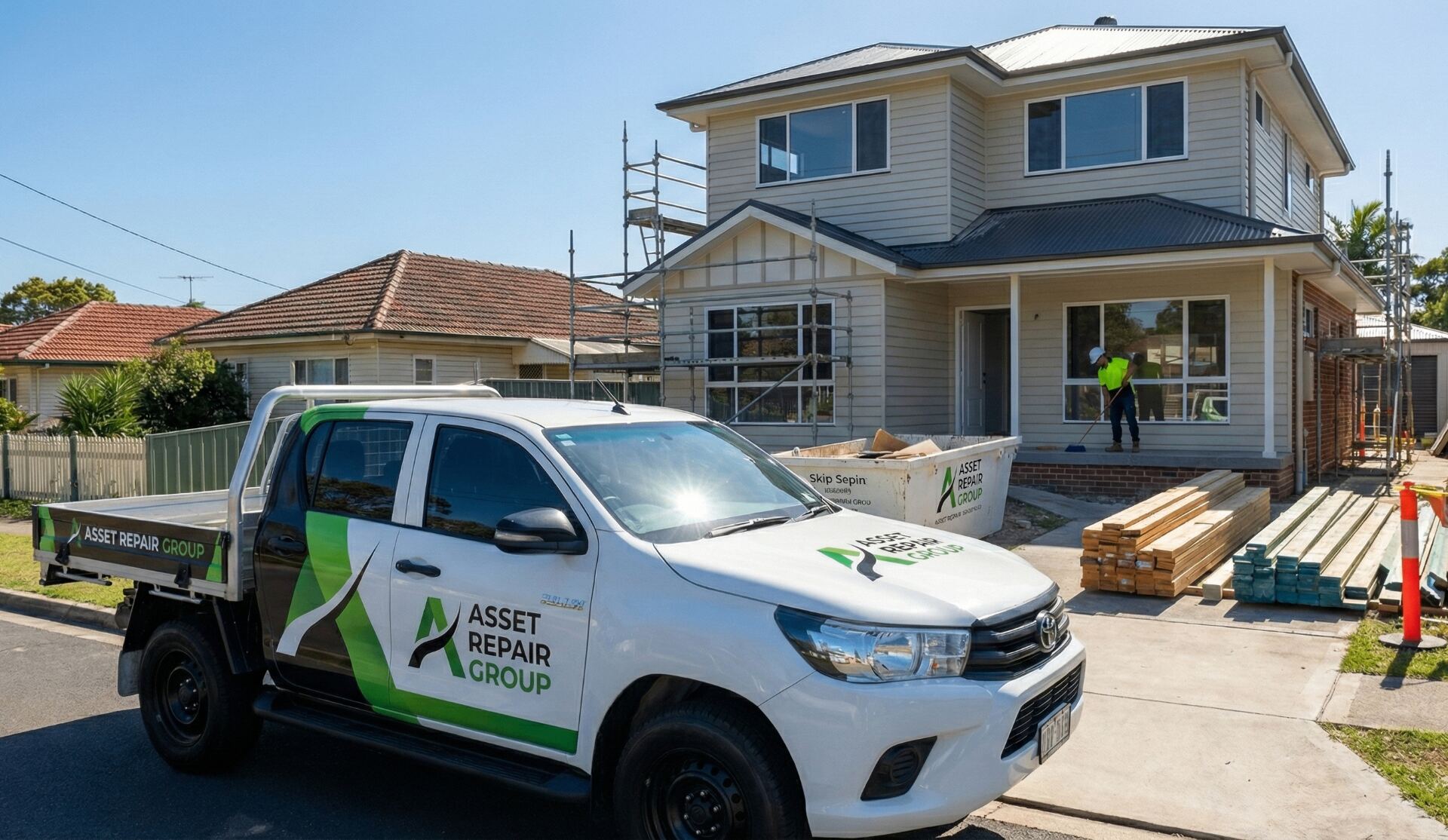 Licensed Asset Repair Group builder inspecting a Queensland home