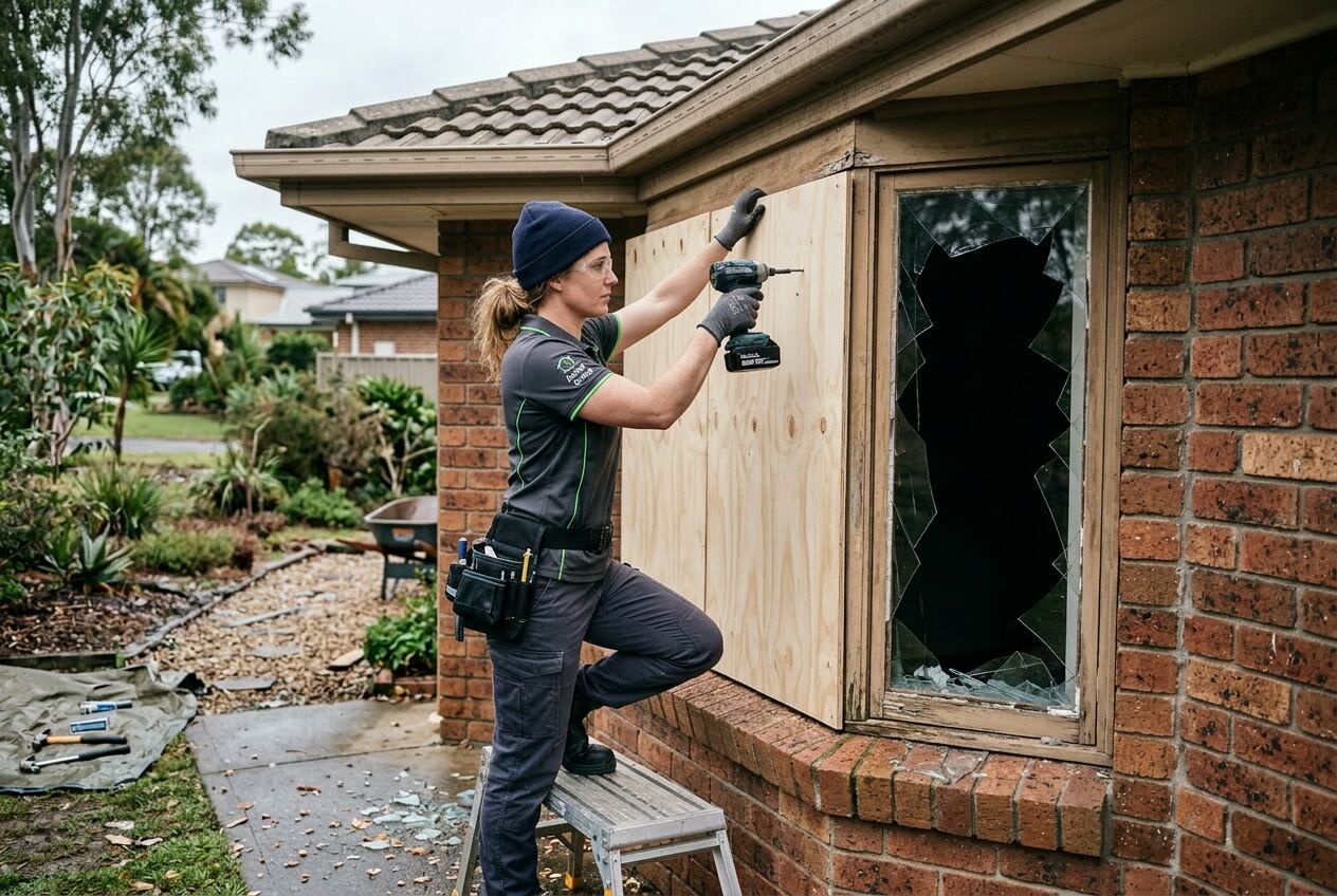 Emergency window board-up by Asset Repair Group