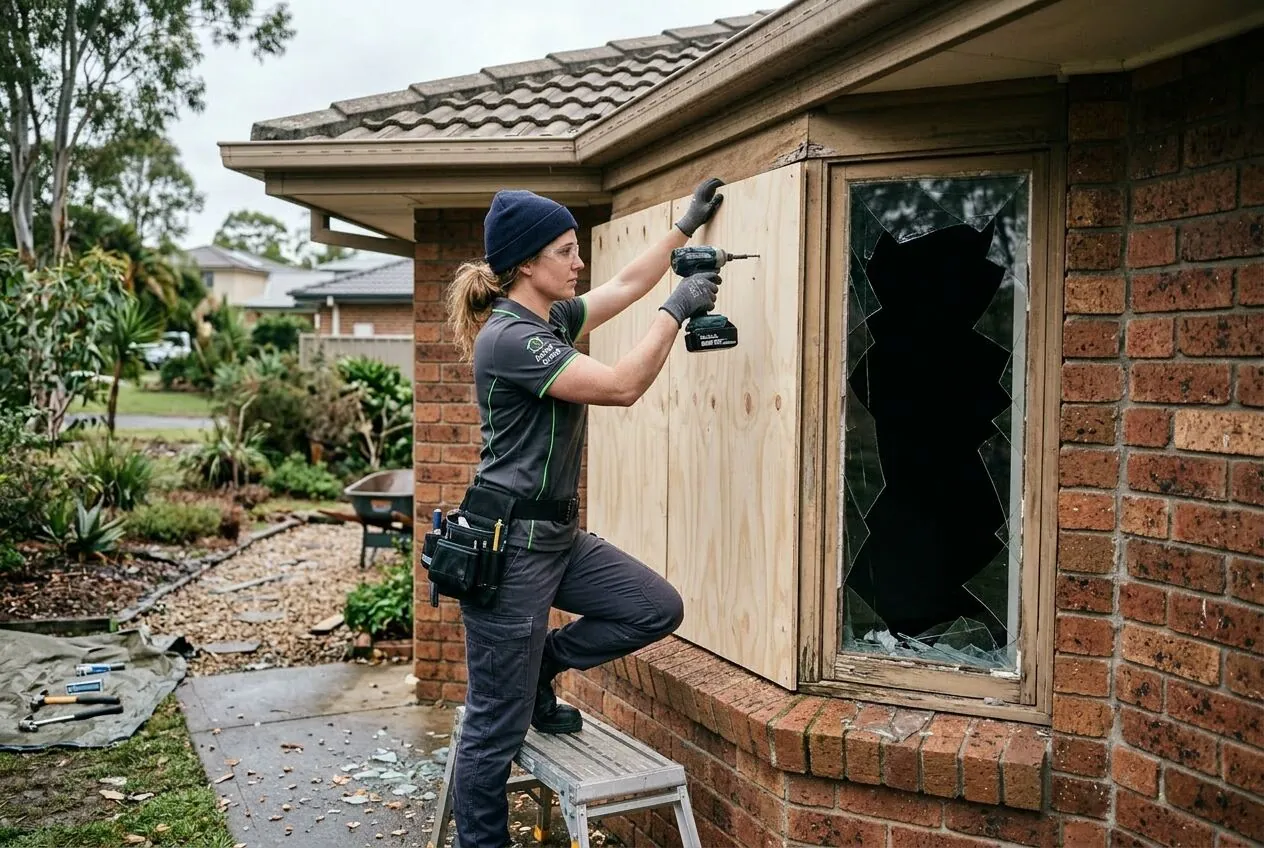 Emergency window board-up by Asset Repair Group